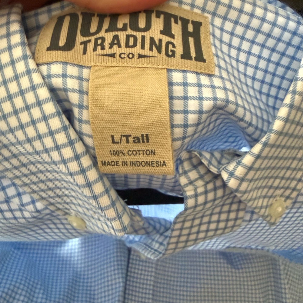 Duluth Trading Co Light Blue Plaid Men's Shirt